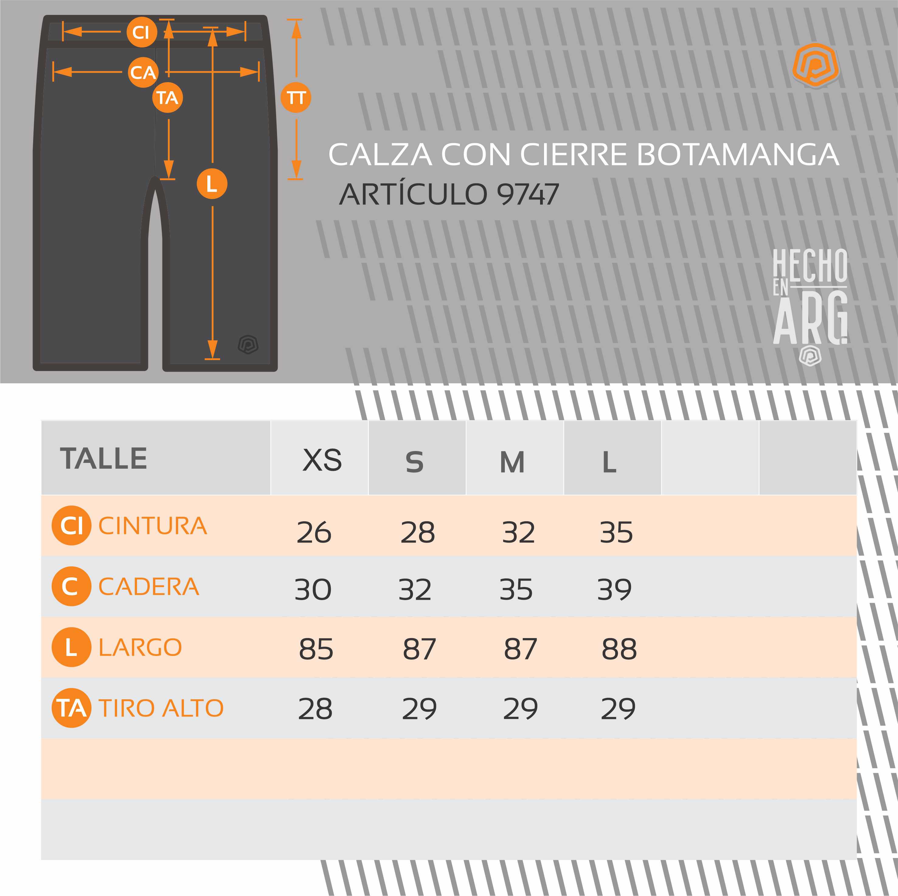 calza con cierre botamanga